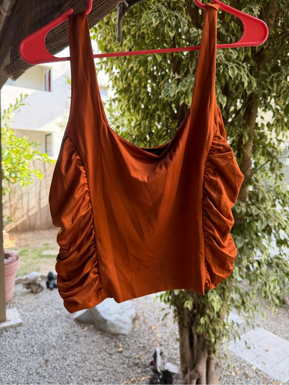 Forever 21 Rust Brown Ruched Crop Tank